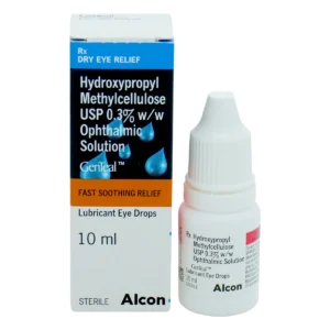 Genteal Gel Hydroxypropylmethylcellulose lubricant eye gel tube for dry eye relief.