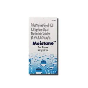 Moistane 10ml HPMC lubricating eye drop bottle for dry eye relief.