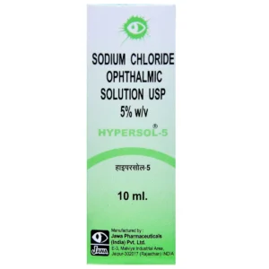 Sodium chloride eye drops 0.9% sterile bottle for ocular irrigation and dry eye relief.