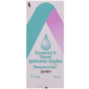 Travoprost & Timolol Eye Drops bottle for glaucoma treatment